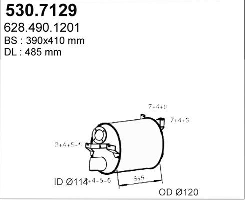 ASSO 530.7129 - Середній / кінцевий глушник ОГ autocars.com.ua