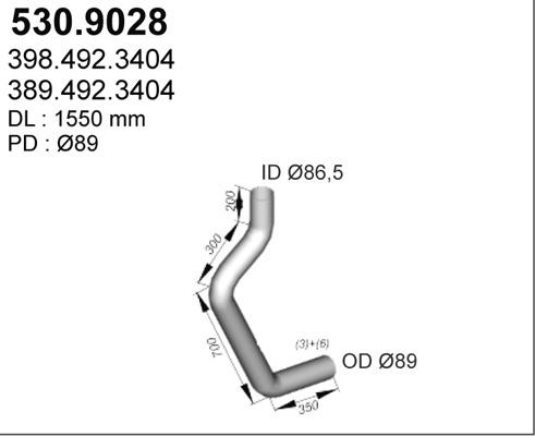 ASSO 530.9028 - Труба вихлопного газу autocars.com.ua