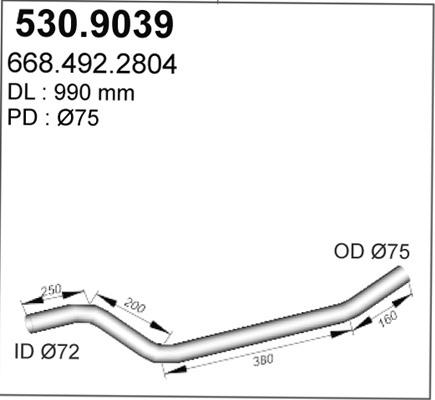 ASSO 530.9039 - Труба вихлопного газу autocars.com.ua