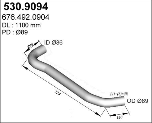 ASSO 530.9094 - Труба вихлопного газу autocars.com.ua