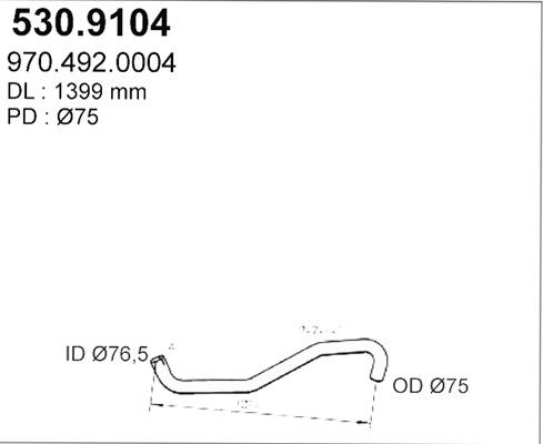 ASSO 530.9104 - Труба вихлопного газу autocars.com.ua