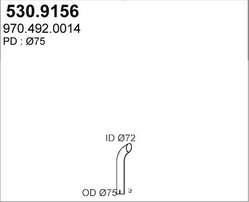 ASSO 530.9156 - Труба вихлопного газу autocars.com.ua