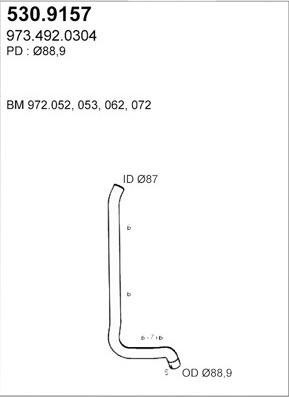 ASSO 530.9157 - Труба вихлопного газу autocars.com.ua