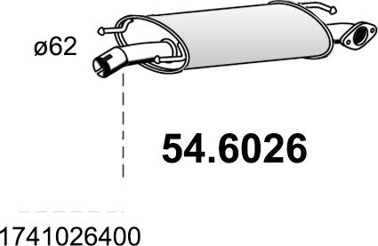 ASSO 54.6026 - Середній глушник вихлопних газів autocars.com.ua