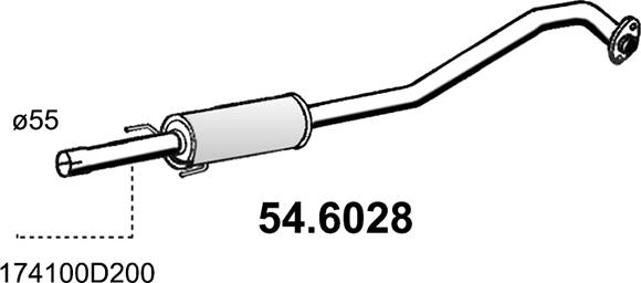 ASSO 54.6028 - Середній глушник вихлопних газів autocars.com.ua