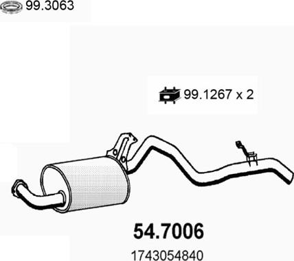 ASSO 54.7006 - Глушитель выхлопных газов, конечный avtokuzovplus.com.ua