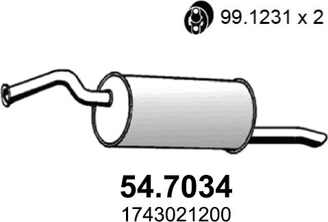 ASSO 54.7034 - Глушитель выхлопных газов, конечный avtokuzovplus.com.ua