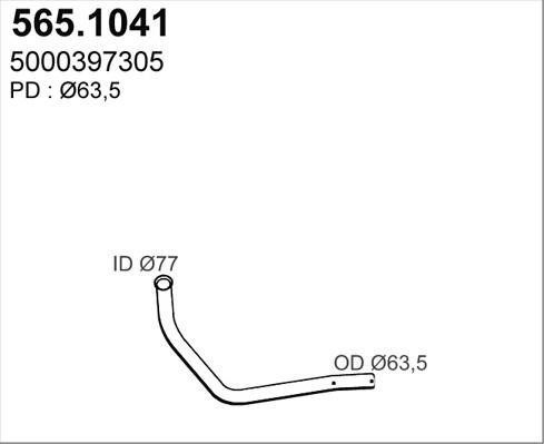 ASSO 565.1041 - Труба вихлопного газу autocars.com.ua