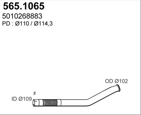 ASSO 565.1065 - Труба вихлопного газу autocars.com.ua