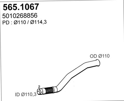 ASSO 565.1067 - Труба вихлопного газу autocars.com.ua