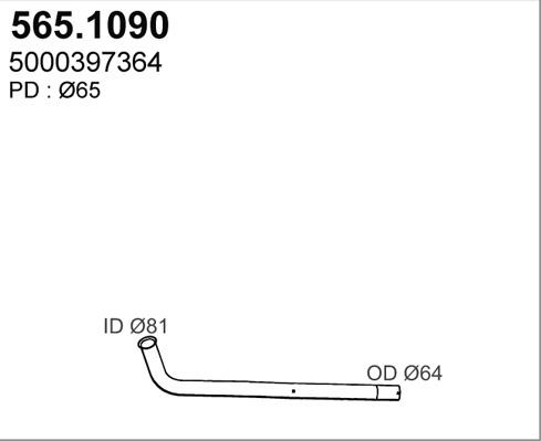 ASSO 565.1090 - Труба вихлопного газу autocars.com.ua