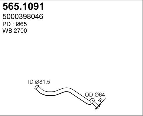 ASSO 565.1091 - Труба вихлопного газу autocars.com.ua