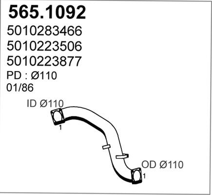 ASSO 565.1092 - Труба вихлопного газу autocars.com.ua