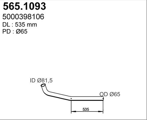 ASSO 565.1093 - Труба вихлопного газу autocars.com.ua