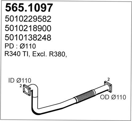 ASSO 565.1097 - Труба вихлопного газу autocars.com.ua