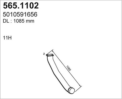 ASSO 565.1102 - Труба вихлопного газу autocars.com.ua