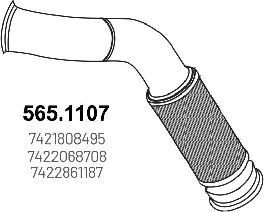 ASSO 565.1107 - Труба вихлопного газу autocars.com.ua