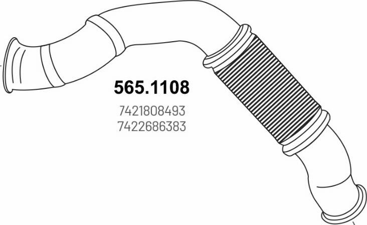 ASSO 565.1108 - Труба вихлопного газу autocars.com.ua