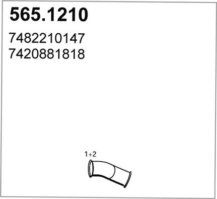 ASSO 565.1210 - Труба вихлопного газу autocars.com.ua