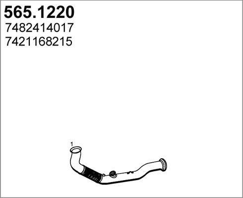 ASSO 565.1220 - Труба вихлопного газу autocars.com.ua