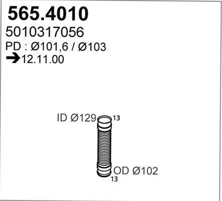 ASSO 565.4010 - Гофрована труба вихлопна система autocars.com.ua