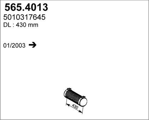ASSO 565.4013 - Гофрована труба вихлопна система autocars.com.ua