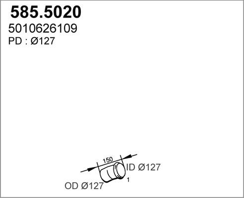 ASSO 565.5020 - Труба вихлопного газу autocars.com.ua