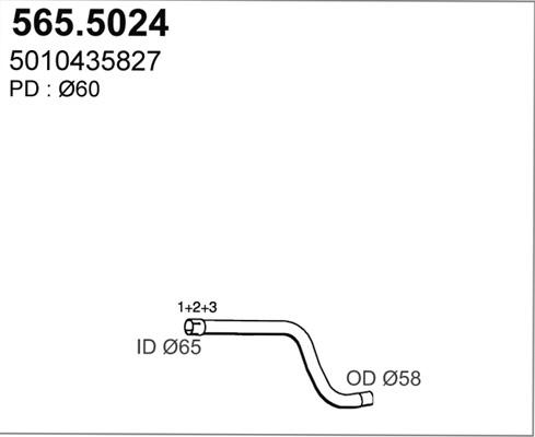 ASSO 565.5024 - Труба вихлопного газу autocars.com.ua