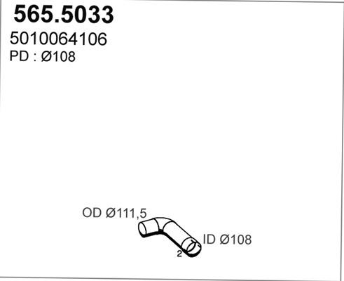 ASSO 565.5033 - Труба вихлопного газу autocars.com.ua