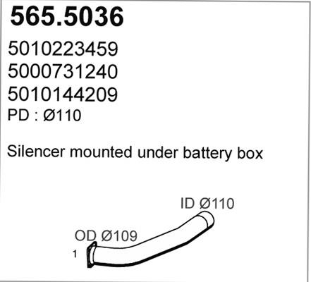 ASSO 565.5036 - Труба вихлопного газу autocars.com.ua