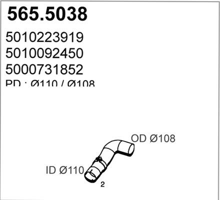 ASSO 565.5038 - Труба вихлопного газу autocars.com.ua