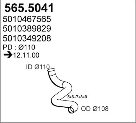 ASSO 565.5041 - Труба вихлопного газу autocars.com.ua