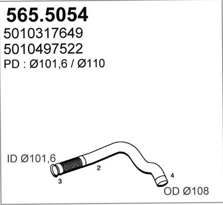 ASSO 565.5054 - Труба вихлопного газу autocars.com.ua