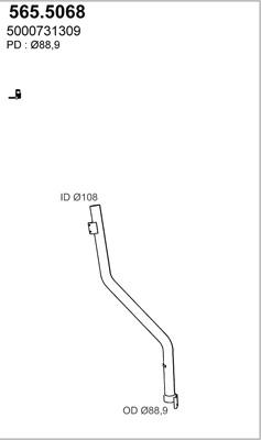 ASSO 565.5068 - Труба вихлопного газу autocars.com.ua