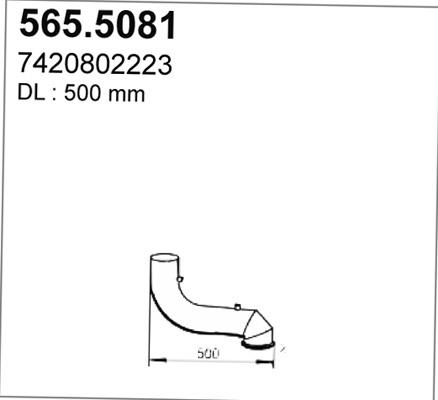 ASSO 565.5081 - Труба вихлопного газу autocars.com.ua