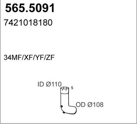 ASSO 565.5091 - Труба вихлопного газу autocars.com.ua