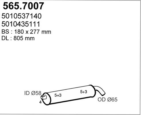 ASSO 565.7007 - Середній / кінцевий глушник ОГ autocars.com.ua