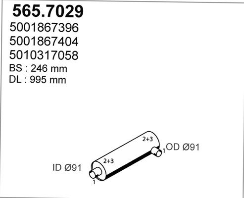 ASSO 565.7029 - Середній / кінцевий глушник ОГ autocars.com.ua