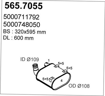 ASSO 565.7055 - Середній / кінцевий глушник ОГ autocars.com.ua