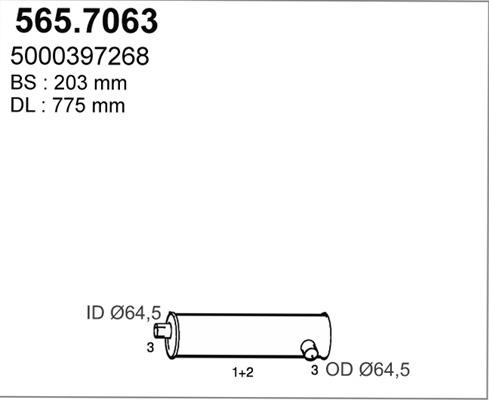 ASSO 565.7063 - Средний / конечный глушитель ОГ avtokuzovplus.com.ua