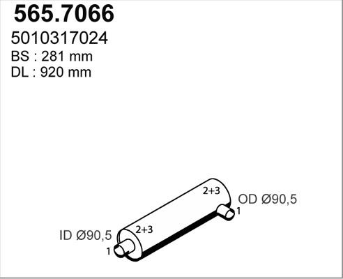 ASSO 565.7066 - Середній / кінцевий глушник ОГ autocars.com.ua