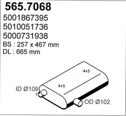 ASSO 565.7068 - Середній / кінцевий глушник ОГ autocars.com.ua