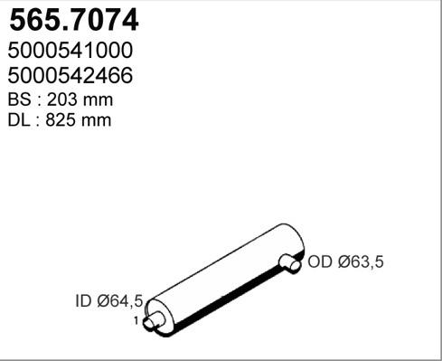 ASSO 565.7074 - Средний / конечный глушитель ОГ avtokuzovplus.com.ua