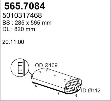 ASSO 565.7084 - Середній / кінцевий глушник ОГ autocars.com.ua