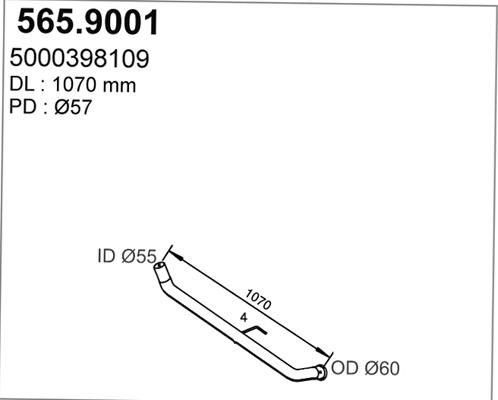 ASSO 565.9001 - Труба выхлопного газа avtokuzovplus.com.ua