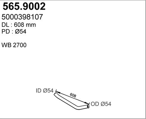 ASSO 565.9002 - Труба вихлопного газу autocars.com.ua