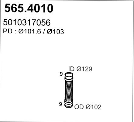 ASSO 565.9010 - Труба вихлопного газу autocars.com.ua
