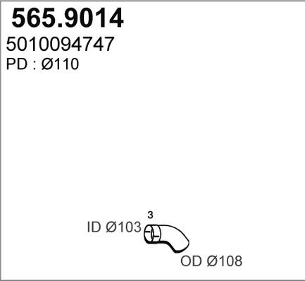 ASSO 565.9014 - Труба вихлопного газу autocars.com.ua