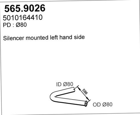 ASSO 565.9026 - Труба выхлопного газа avtokuzovplus.com.ua