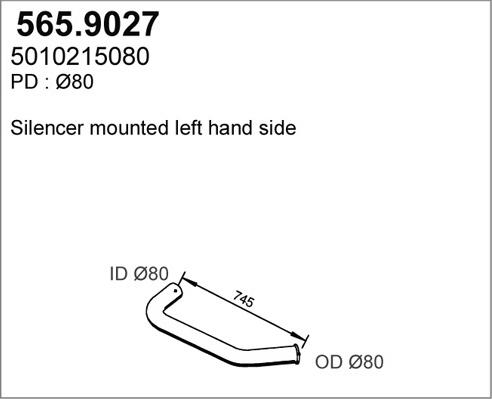 ASSO 565.9027 - Труба выхлопного газа avtokuzovplus.com.ua